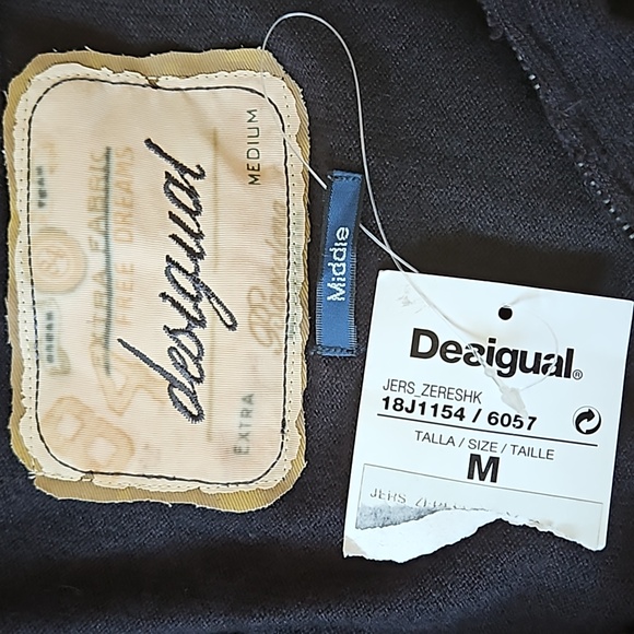 Desigual mens zip front wool blend jacket/patchwork design-M - Picture 4 of 8